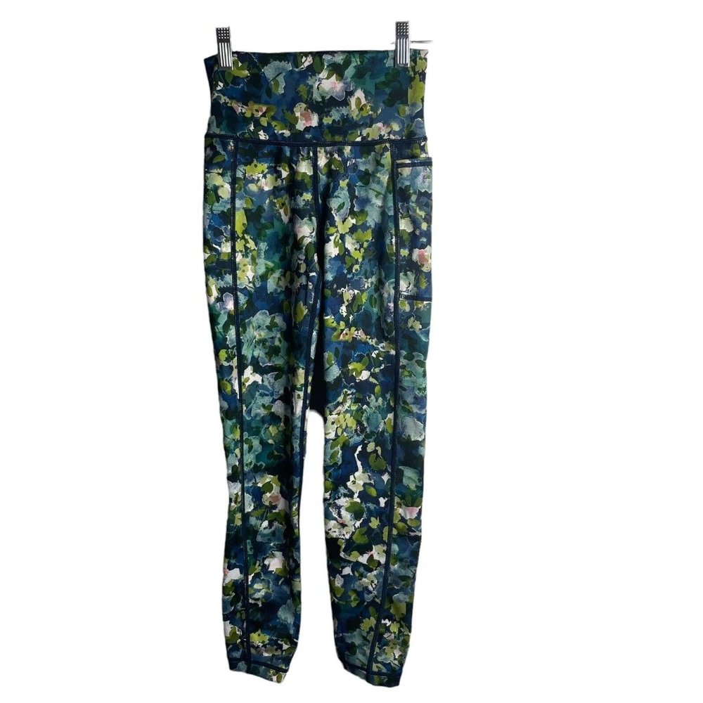 Sweaty Betty Womens XXS Leggings Super Sculpt 7/8 Abstract Stretch Pockets Yoga